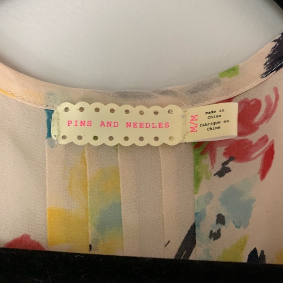 Anthropologie Pins and Needles Watercolor Chiffon Blouse size M - Picture 3 of 11